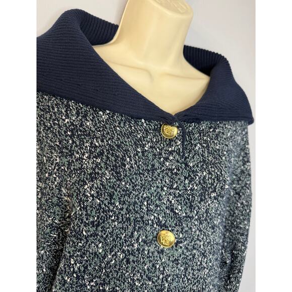 J. Crew Marled Sailor-collar Cardigan Women's L Preppy - Picture 3 of 11